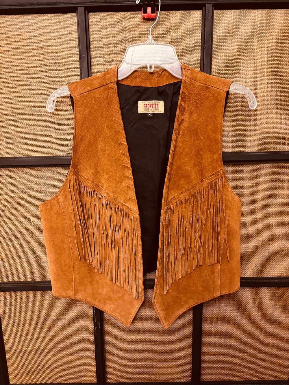 Vintage PHOENIX USA FRONTIER COLLECTION WOMENS SIZE XL RUST BROWN fringes VEST